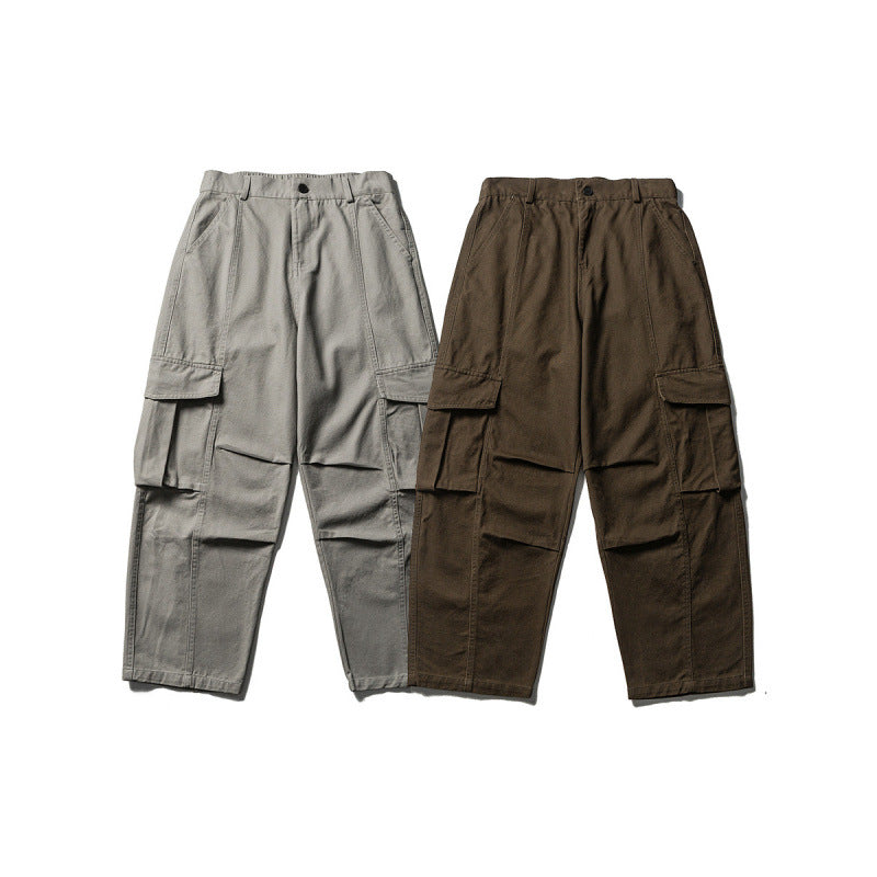 Men's Wide Utility Cargo Pants in Baggy Cut with Multiple Pockets and Reinforced Knee Areas Chichicherry