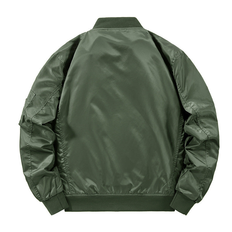 Men's Lightweight Nylon Bomber with Contrasting Lining and Utility Arm Pocket Chichicherry