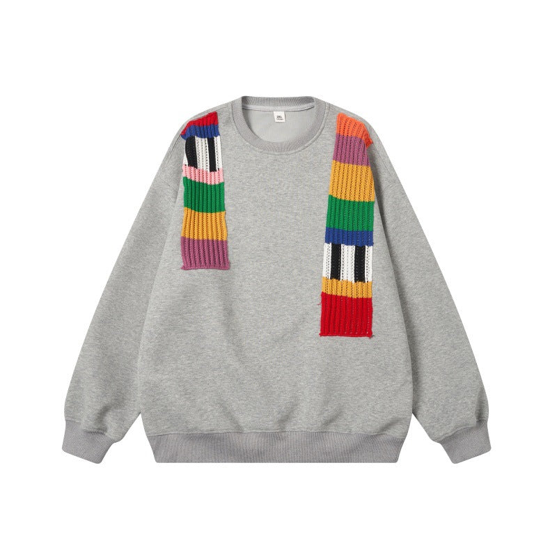 Unisex Oversized Sweatshirt with knitted applications and round neck Chichicherry