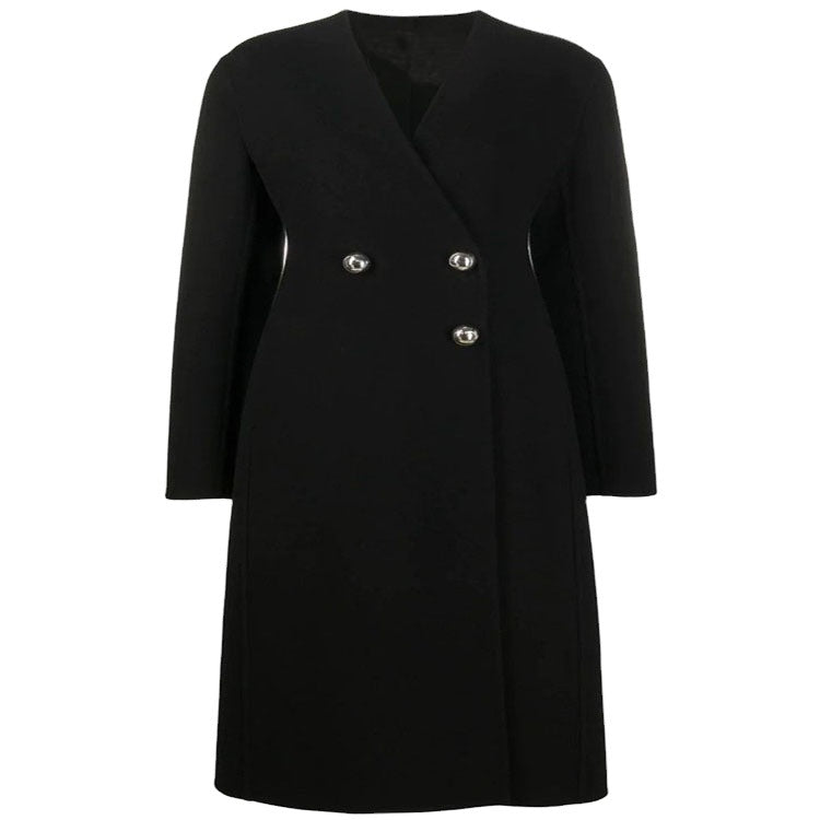 Women's Single-breasted Midi Coat in Clean-Tailoring with Subtle Metal Buttons and Tailored Seam Chichicherry