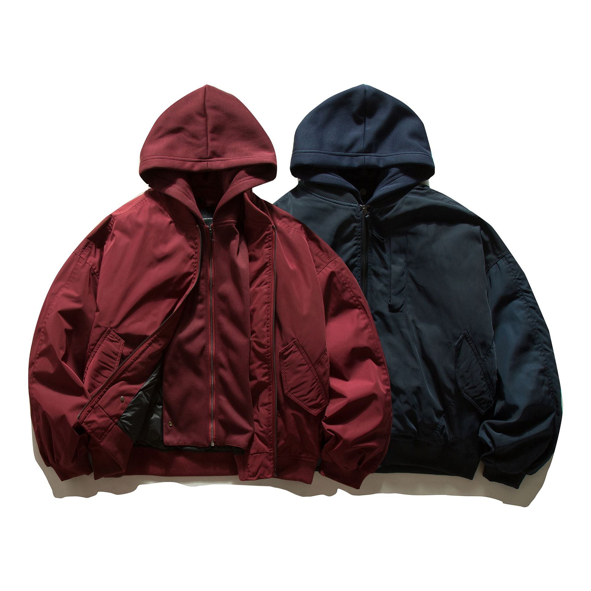 Men's Hooded Bomber Jacket in Pilot Style with Nylon Outer Material and Raglan Sleeves Chichicherry