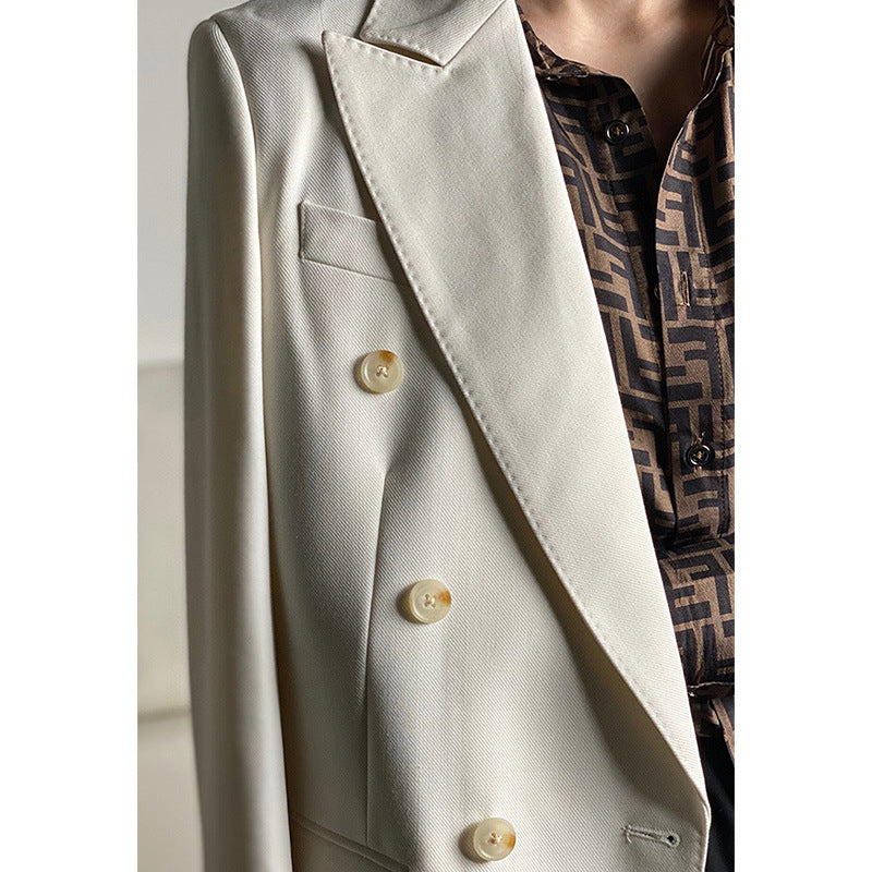 Women Double-Breasted Wool Blazer Chichicherry