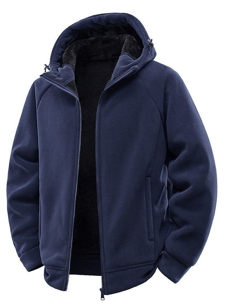 Men's Padded Hooded Fleece Jacket with Teddy Lining and Full-Length Zip Chichicherry