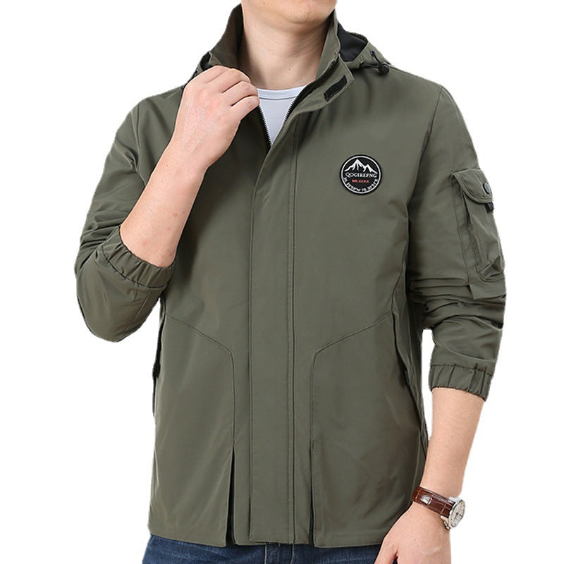 Men's Lightweight Urban Softshell Hoodie with Arm Pocket and High Stand Collar Chichicherry
