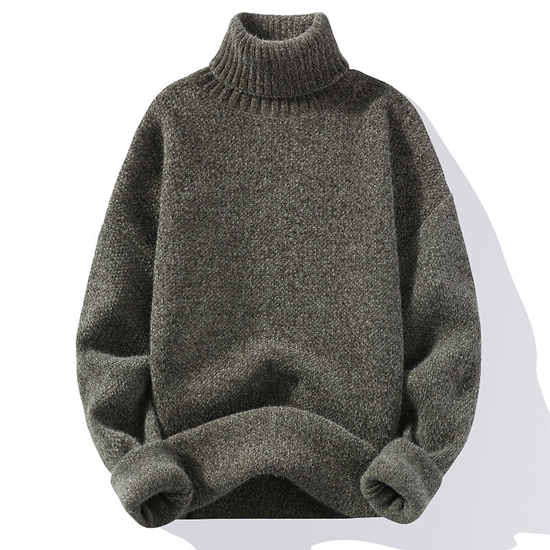Men's turtleneck sweater made of boucle fine knit with ribbed cuffs Chichicherry