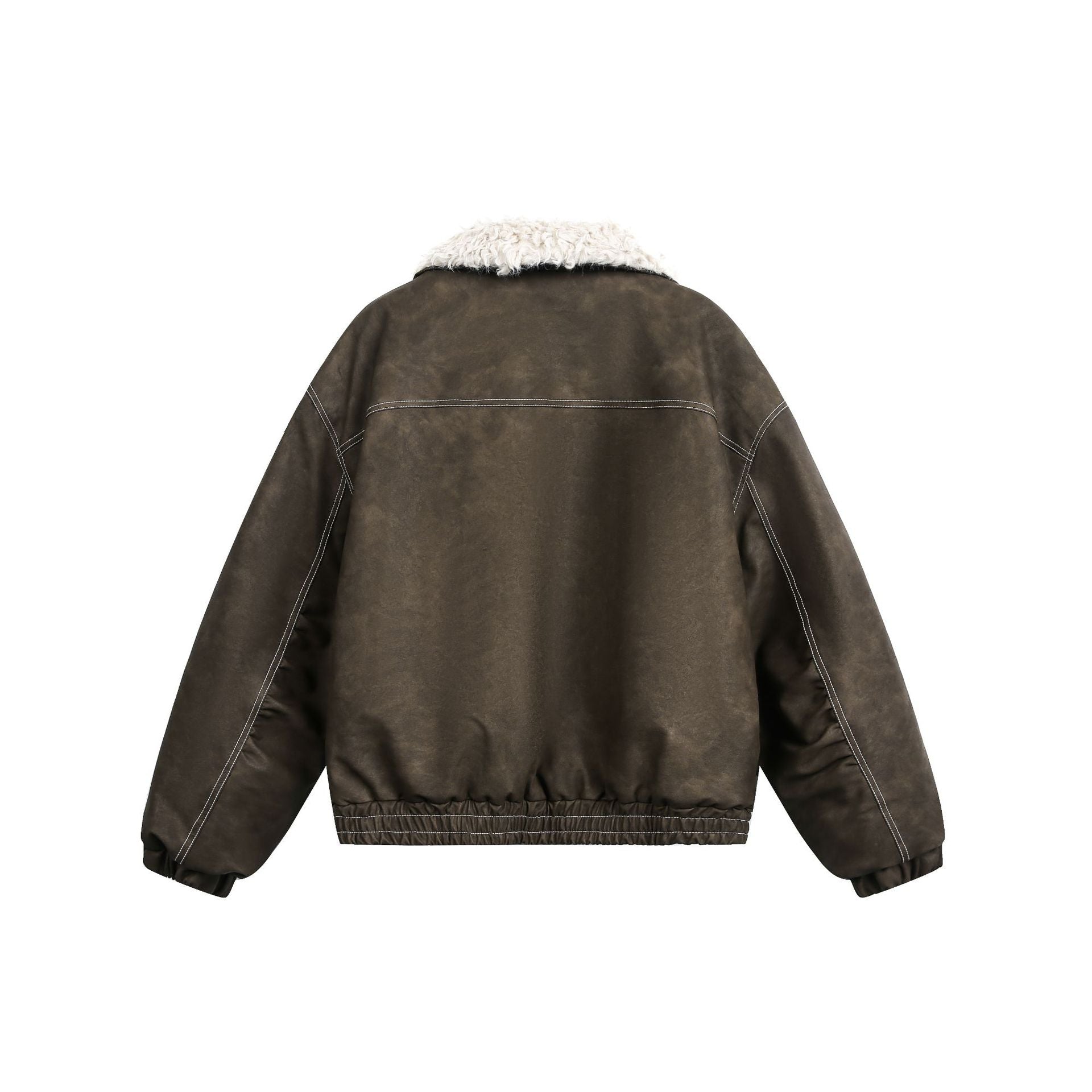 Men's Boxy Suede-Look Blouson with Teddy Lining and High Collar Chichicherry