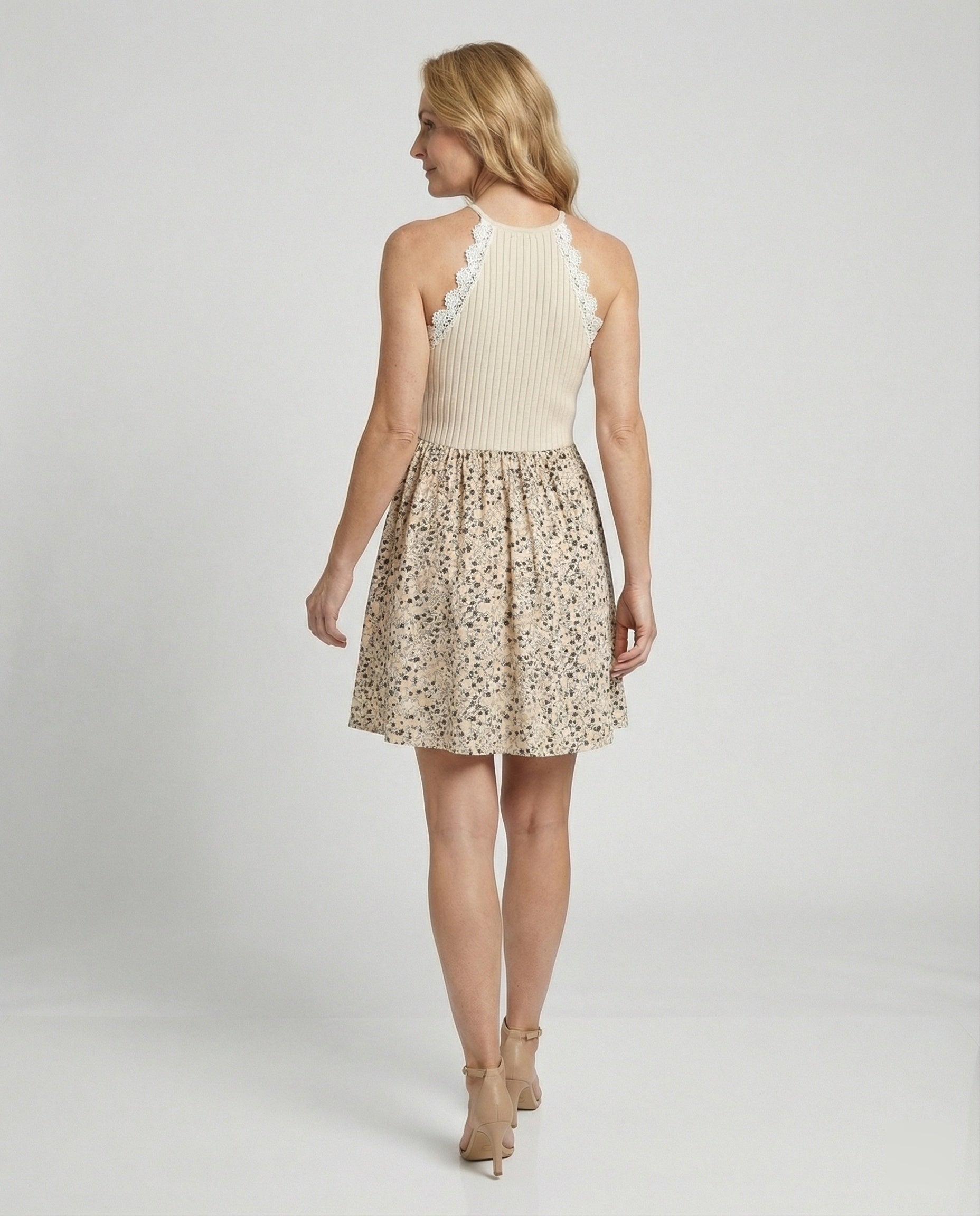 Women's Floral Dress A-Line with Chiffon Skirt