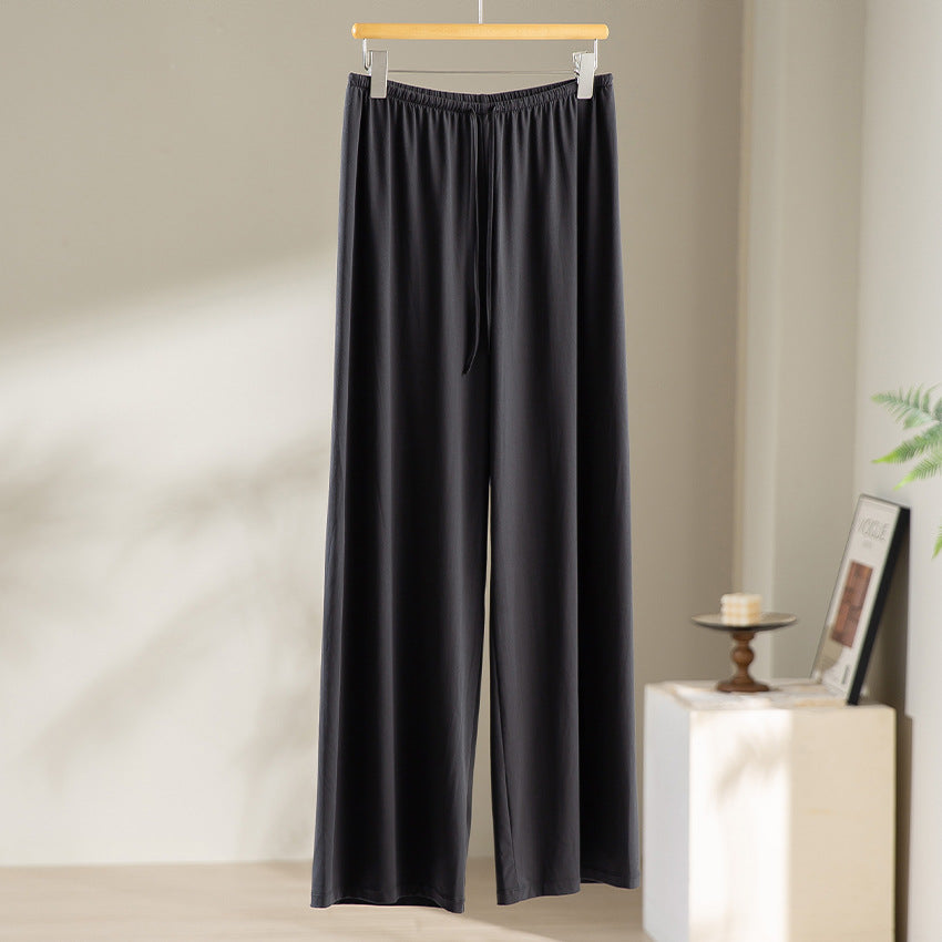 Women Wide Lounge Pants with Elastic Waistband and Drawstring Chichicherry