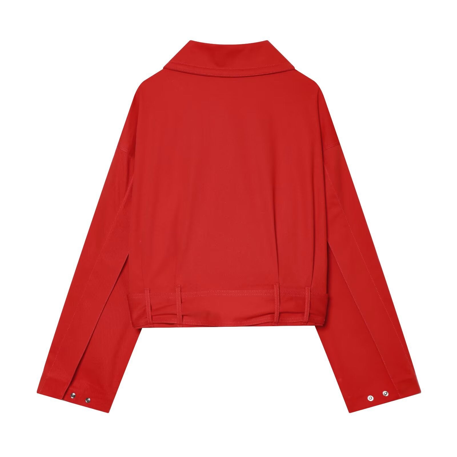 Women's Cropped Trench Coat with Waist Tie Belt and Boxy Silhouette Chichicherry