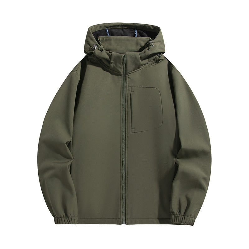 Men's Lightweight Softshell Hoodie Jacket with Water-Resistant Membrane and Chest Pocket Chichicherry