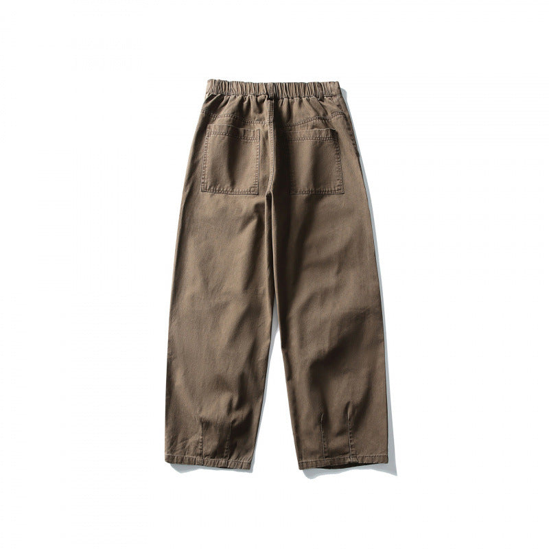 Unisex Wide Utility Cargo Pants in Relaxed Fit with Knee Darts and Elastic Hem Chichicherry