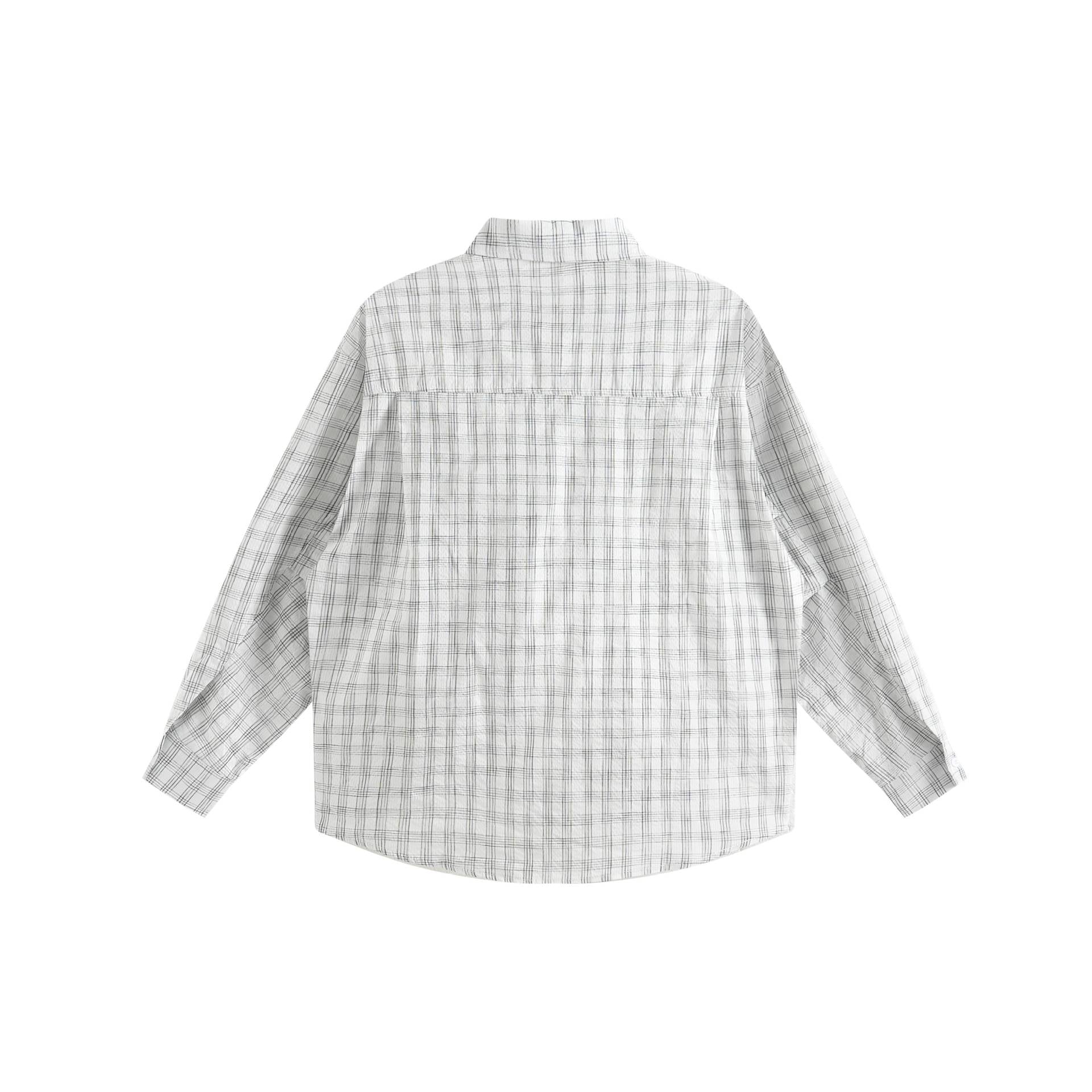 Unisex Oversize Shirt Jacket made of lightweight cotton blend with raglan sleeves and fine checked pattern Chichicherry