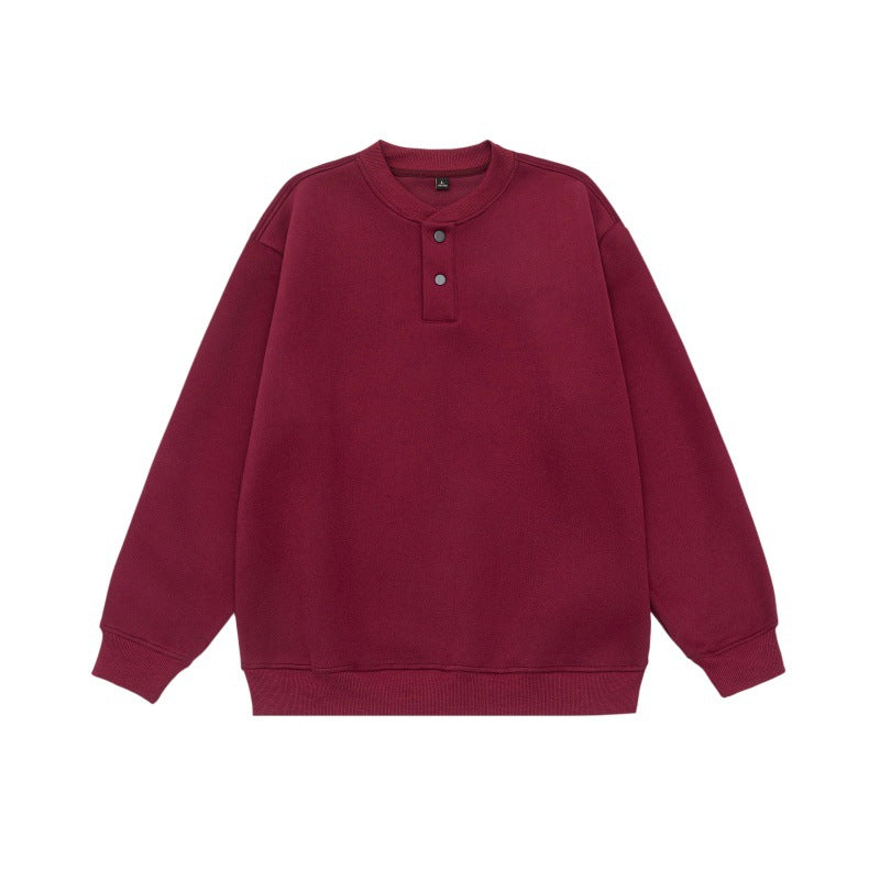 Unisex Loose-fit sweatshirt with half-button placket and ribbed cuffs Chichicherry