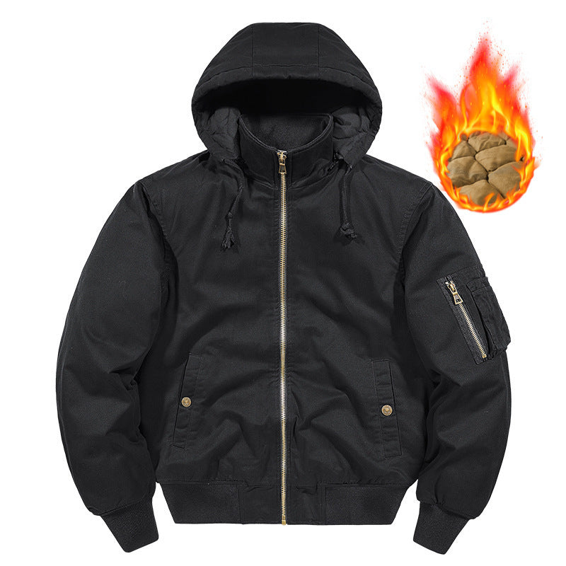 Men's padded hoodie canvas field jacket with sleeve pocket and thermal lining Chichicherry