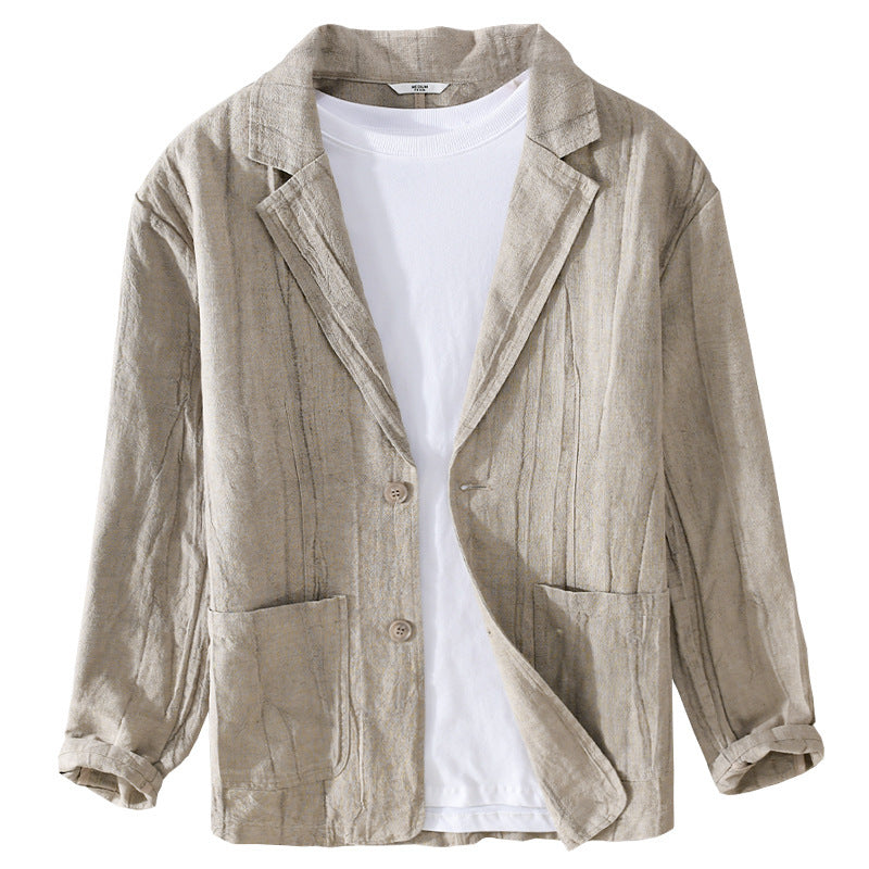 Men's casual linen blazer with textured look and patched pockets Chichicherry
