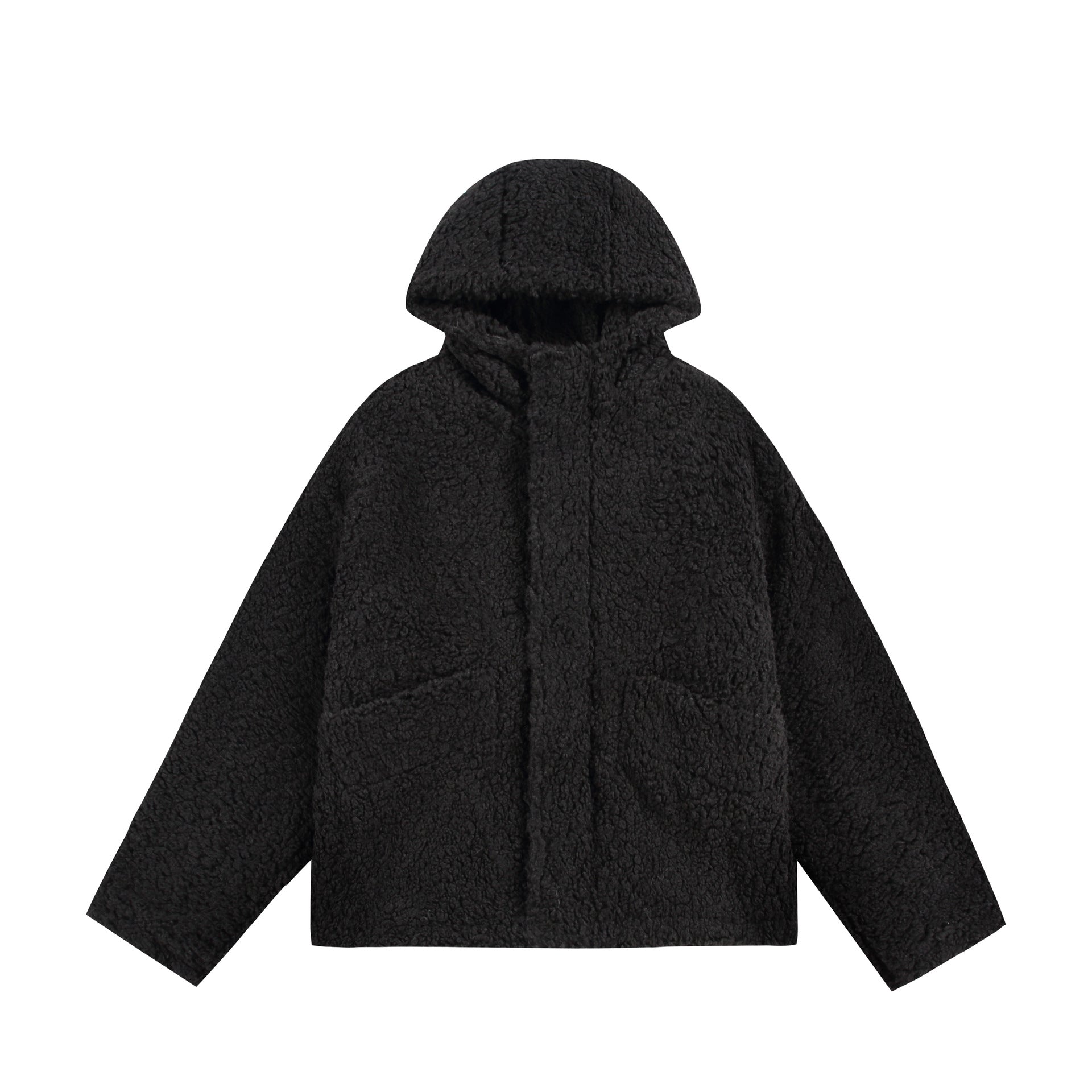 Women's Oversize Sherpa Hoodie with Concealed Front Flap and Patch Pockets Chichicherry