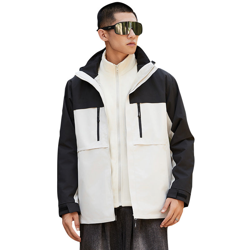 Men's technical outdoor jacket with hood, water-repellent membrane and multifunctional zip pockets Chichicherry