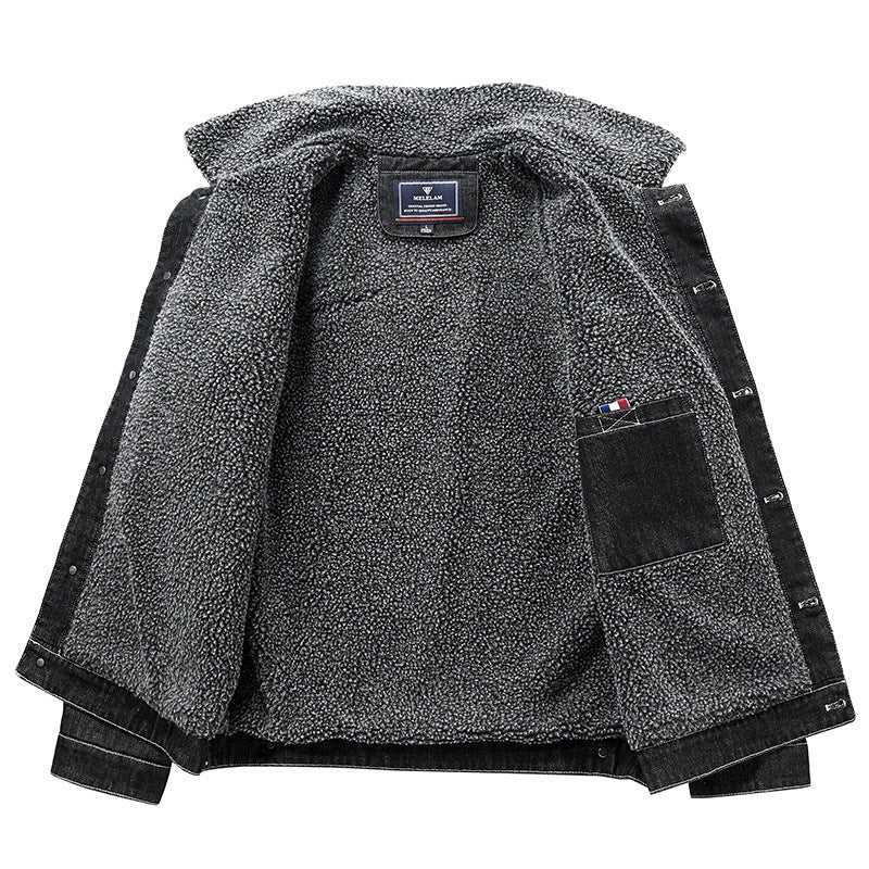 Men's Sherpa-lined Denim Jacket in Worker Style Chichicherry