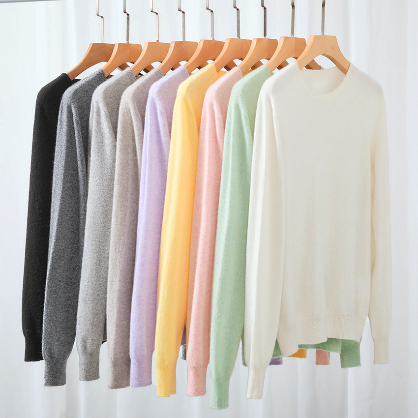 Women's fine round neck pullover made of ultra-light fine knit with ribbed cuffs Chichicherry