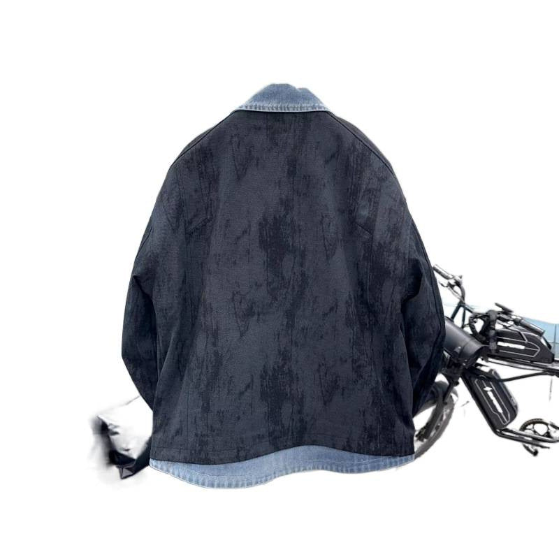 Herren Overshirt-Jacke mit Jeans-Innenblende und Reißverschluss-Brusttasche Chichicherry
