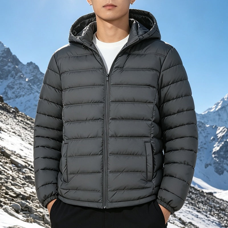 Men's padded lightweight hooded quilted jacket with thermal filling and full-length zipper Chichicherry