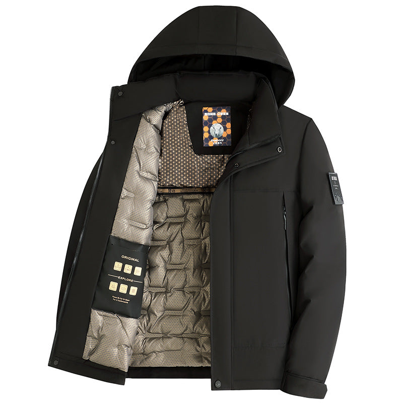 Men's Padded Hoodie Jacket with 3D Quilted Lining and Water-Repellent Outer Shell Chichicherry