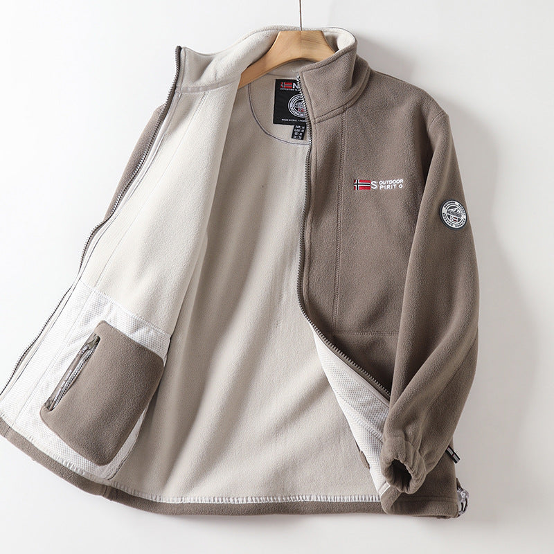 Men's microfleece quilted jacket with stand-up collar, elastic cuffs and concealed side pockets Chichicherry