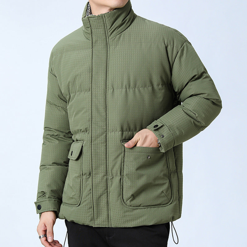 Unisex Padded Quilted Jacket with Large Flap Pockets, Stand-Up Collar, and Ripstop Structure Chichicherry