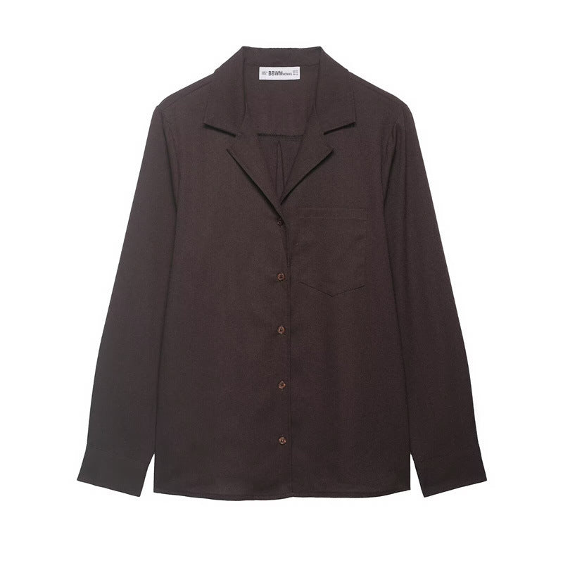 Men's Relaxed-Fit Long Sleeve Shirt with Notched Collar and Chest Pocket Chichicherry