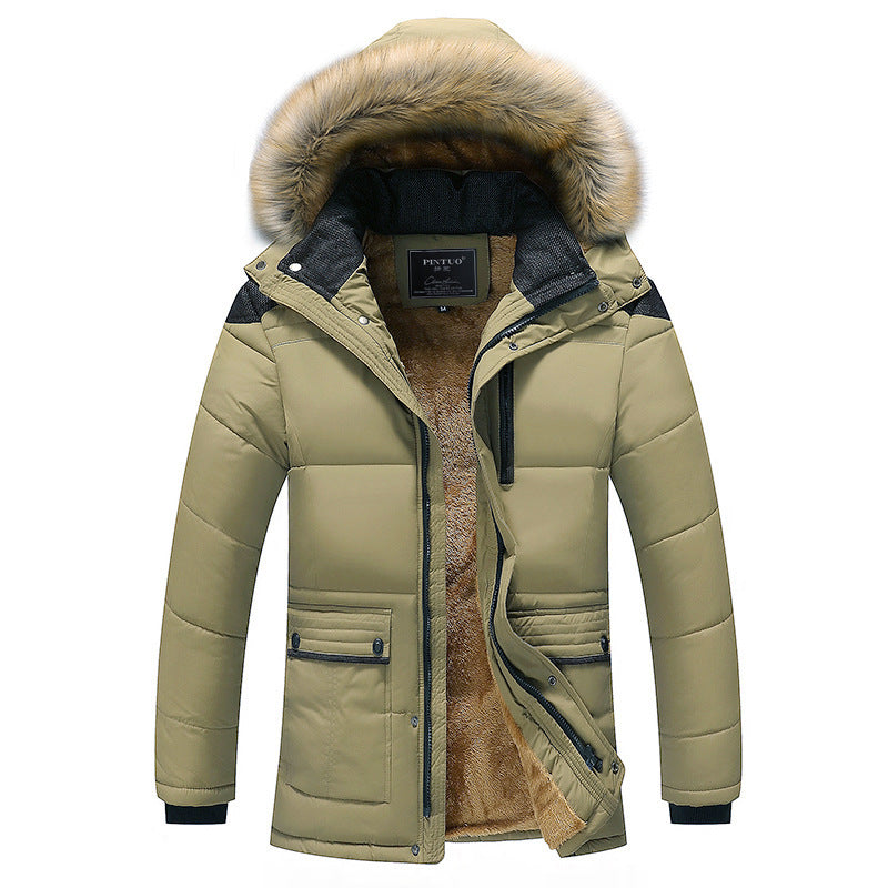 Men's longer quilted thermal parka with removable faux fur hood and teddy fleece lining Chichicherry