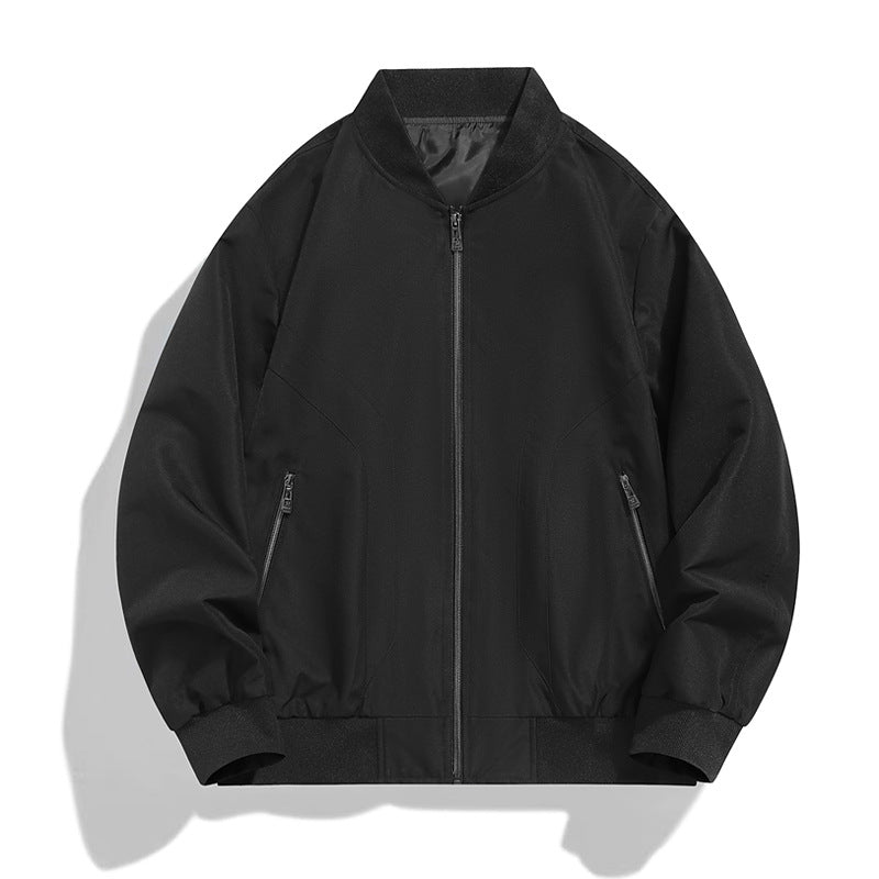 Men's Lightweight Windproof Bomber Jacket with Zipper, Ribbed Cuffs and Concealed Side Pockets Chichicherry