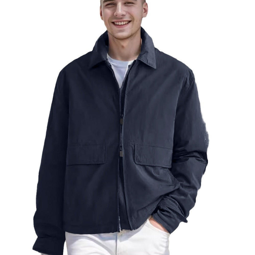 Men's Lightweight Zip Jacket in Harrington Style with Flap Pockets Chichicherry