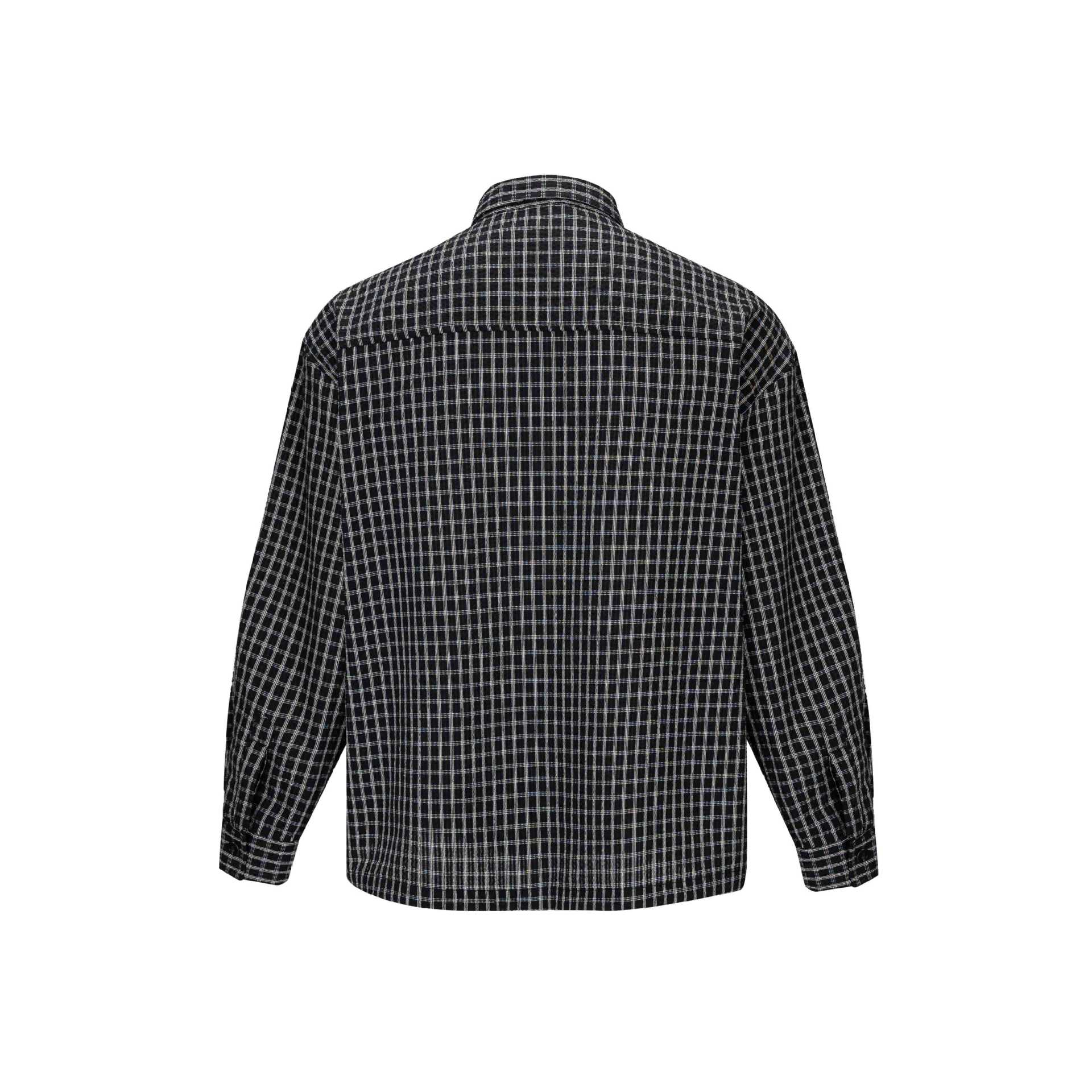 Men's Checked Flannel Shirt in Overshirt Style with Patch Chest Pocket Chichicherry