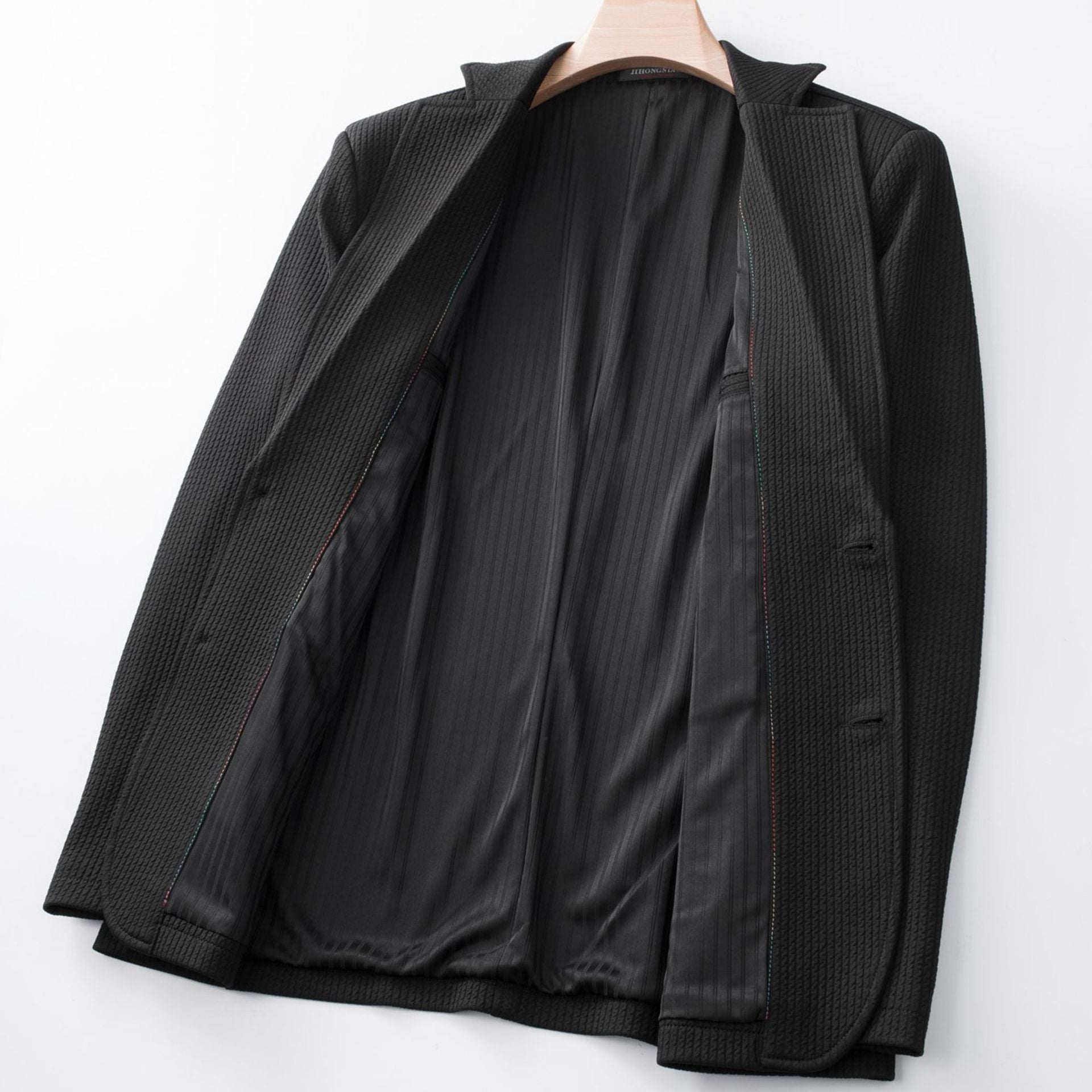 Men's Structured Knit Blazer with Pattern and Patch Pockets Chichicherry