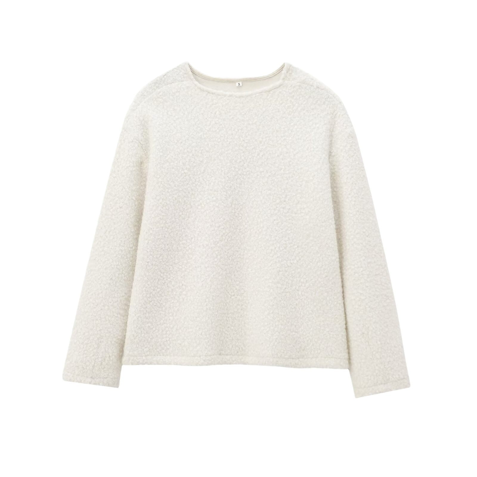 Women's Cozy Boucle Sweater with Round Neck and Straight Hem Chichicherry