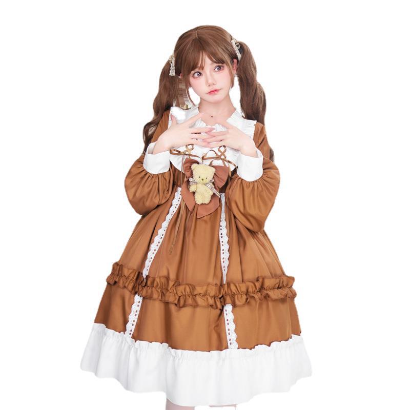 Women's Playful Costume Dress with Ruffles and Teddy Bear Motif Chichicherry