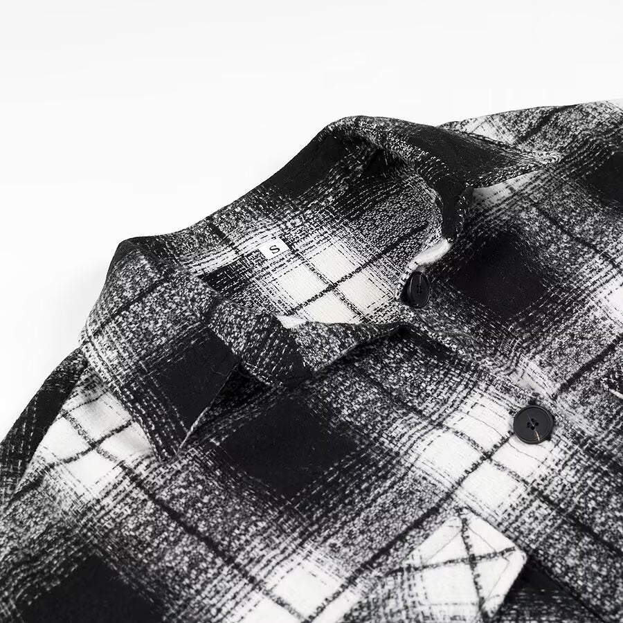 Women's Longline Check Overshirt with Oversized Cut and Flap Pockets Chichicherry