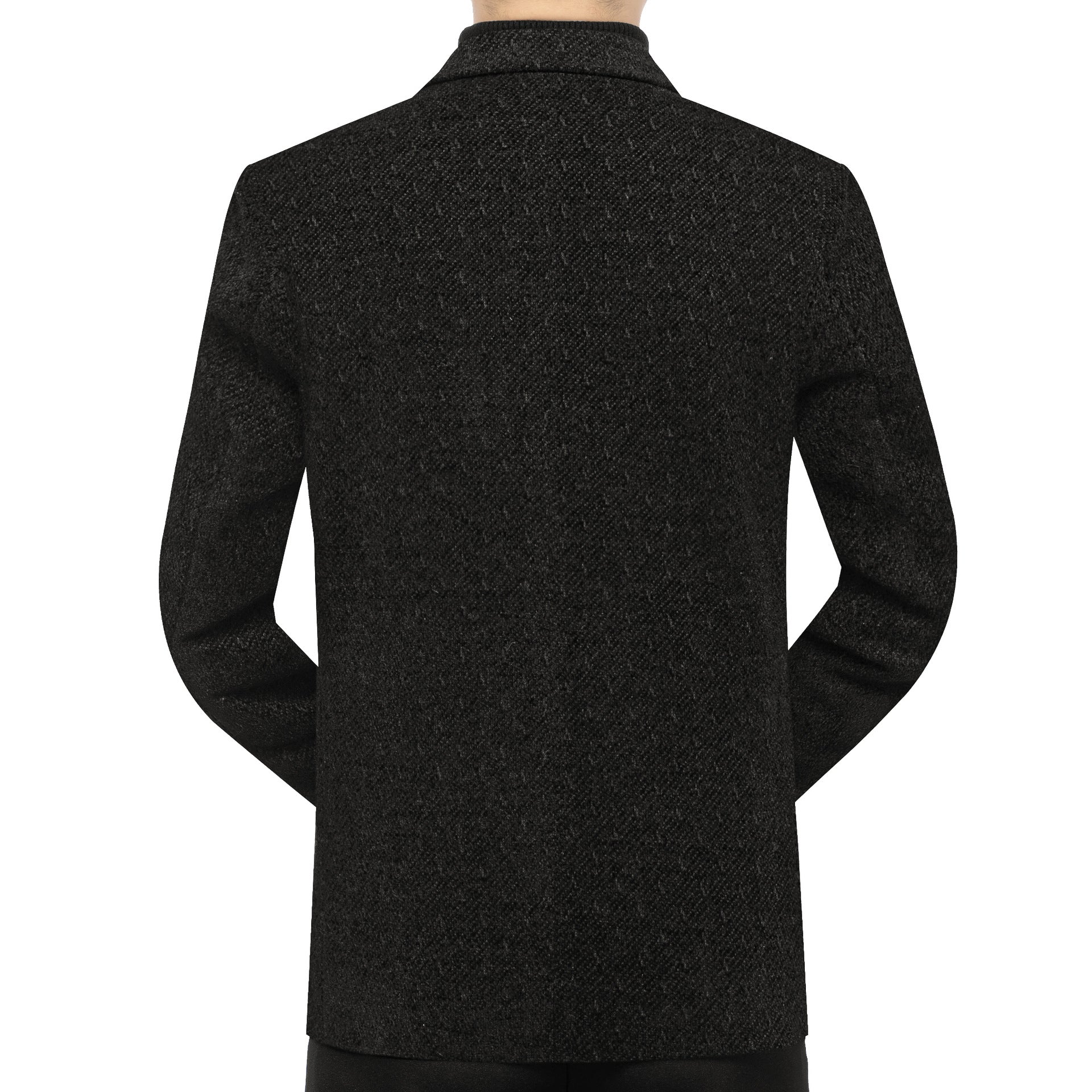 Men's Tailored Wool Blend Blazer in Structured Look with Lapels, Logo Stitch and Two-Button Front Chichicherry