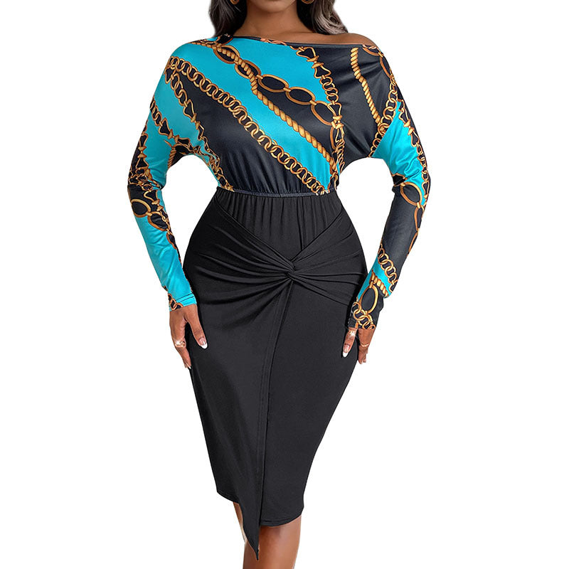 Ladies midi dress with knot waistband, tailored silhouette and asymmetrical hem Chichicherry