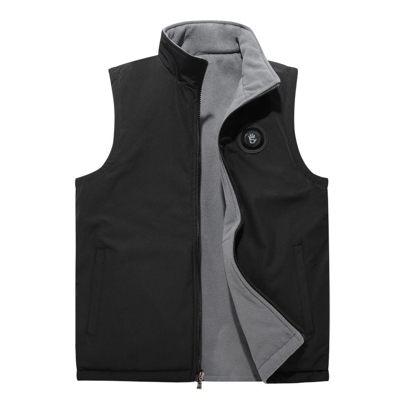 Men's softshell vest with fleece lining, windproof outer layer and high stand-up collar Chichicherry