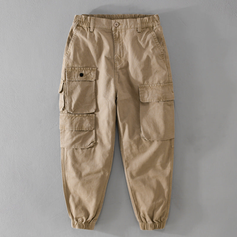Men's Utility Cargo Joggers with Reinforced Leg Pockets and Elastic Ankle Cuff Chichicherry