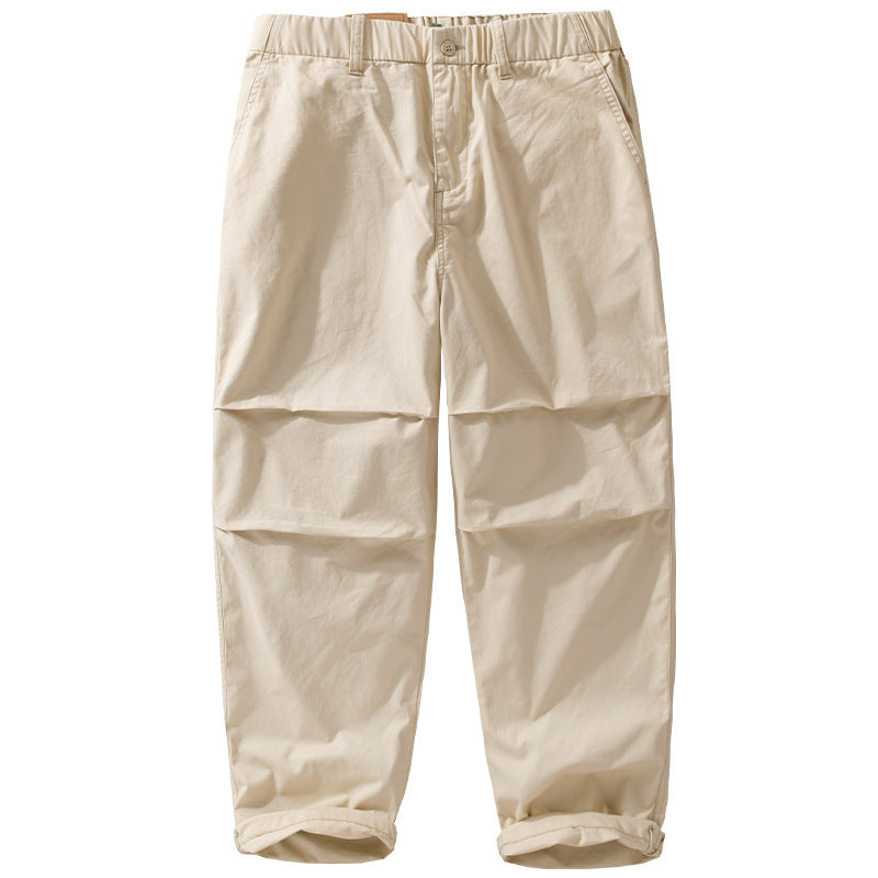 Men's casual chino pants with elastic waistband, drawstring, and tapered leg Chichicherry