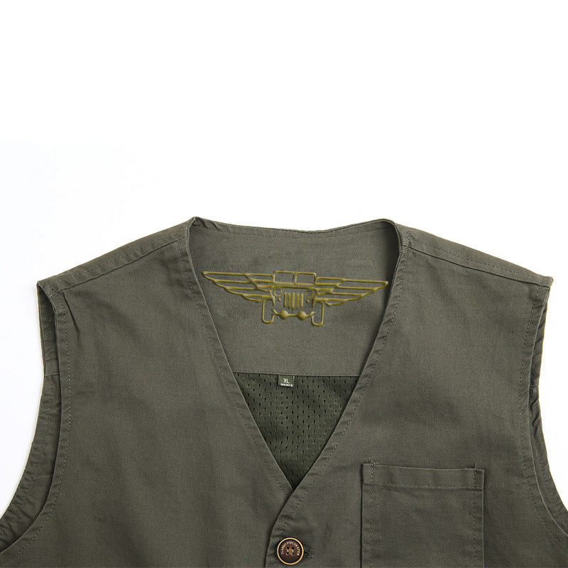 Men's Utility Vest with Striped Cotton Canvas Lining Chichicherry
