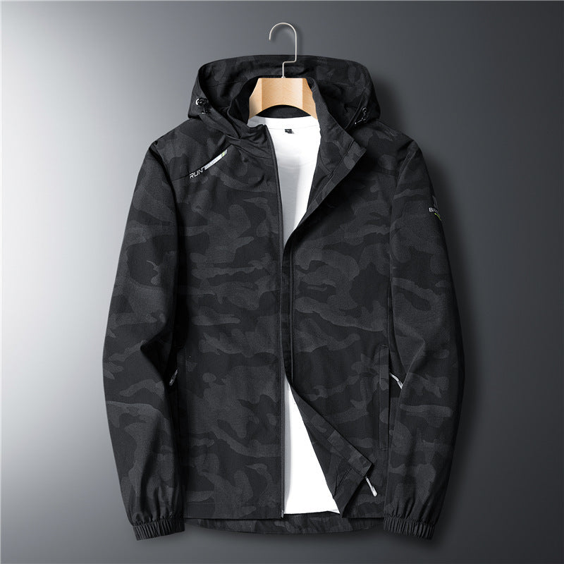 Men's Ultralight Softshell Hoodie with Camouflage Pattern, Water-Repellent and Breathable Mesh Lining Chichicherry