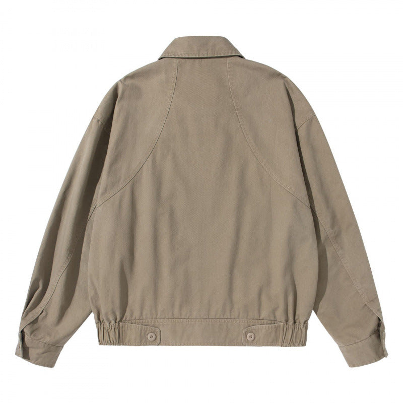 Men's Lightweight Boxy Field Jacket with Shirt Collar, Concealed Button Placket and Elastic Hem Chichicherry