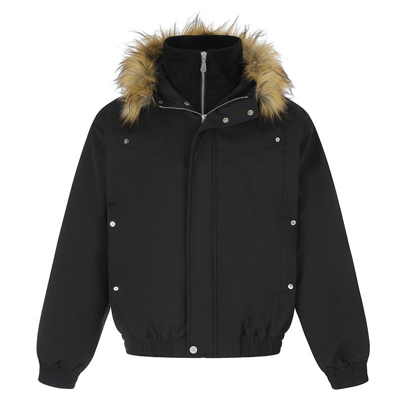 Women's padded winter jacket with removable faux fur hood, high inner collar, and elastic hem Chichicherry