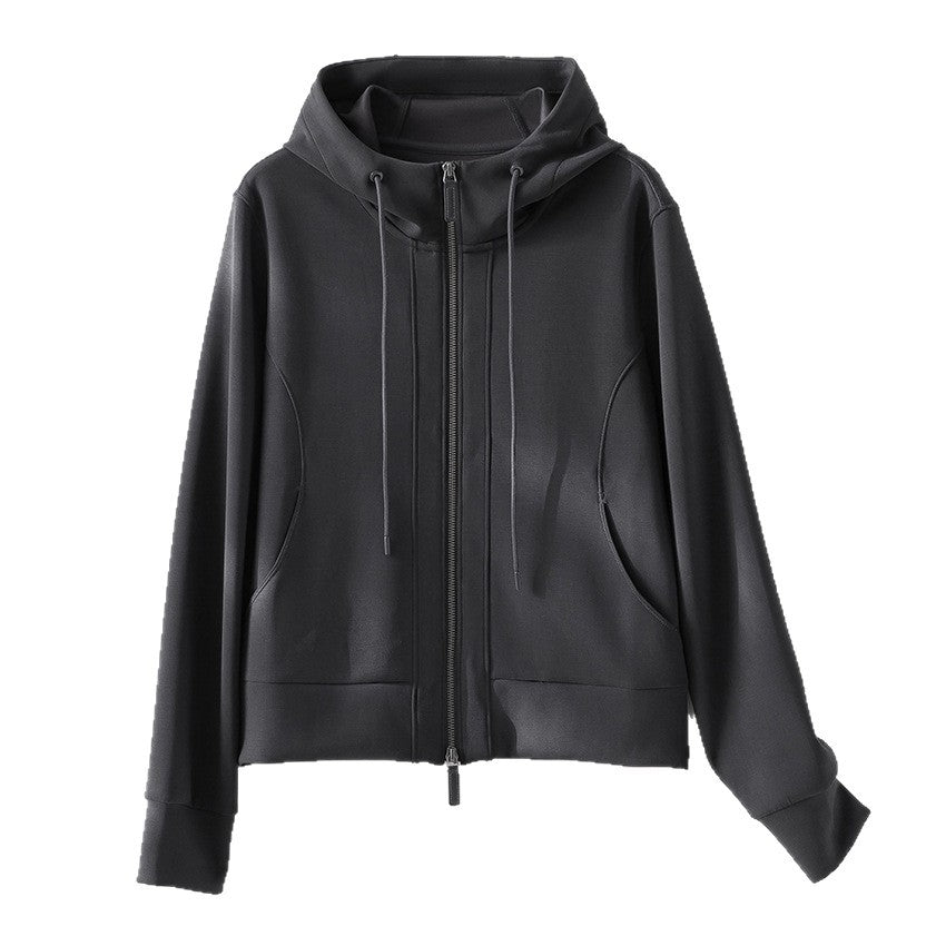 Women's Lightweight Hooded Jacket made of fine terry with tailored silhouette and two-way zipper Chichicherry