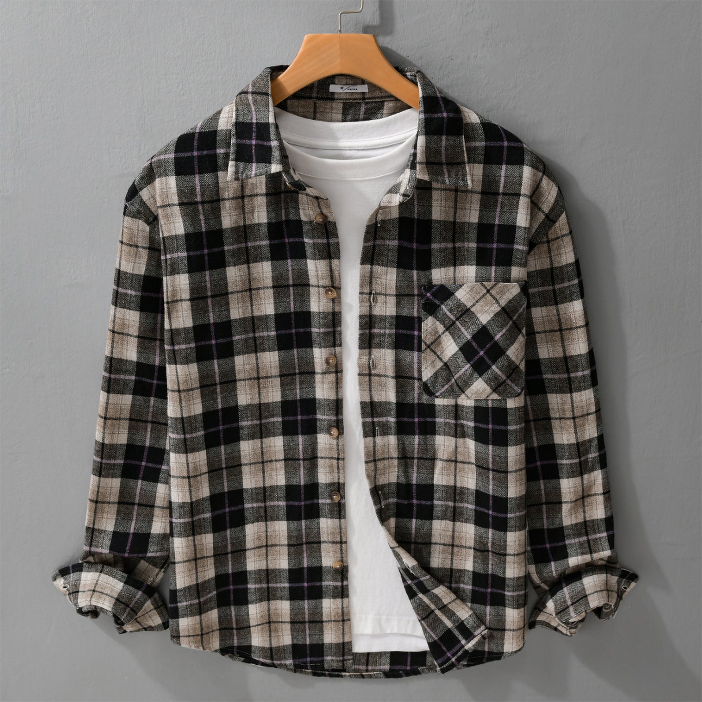 Men's Check Flannel Overshirt Chichicherry