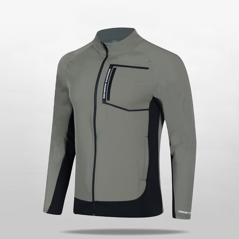 Men's breathable windproof running softshell jacket with stand-up collar and chest pocket Chichicherry