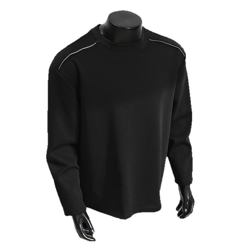 Men's Relaxed-Fit Cotton Blend Crewneck Sweatshirt with Raglan Seams and Melange Texture Chichicherry